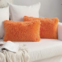 Orange furry outlet pillow